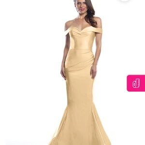 Bari Jay Strapless Gold Gown
